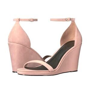 M4D3 Alice Women's Size 8.5 Dusty Rose Nubuck Leather Wedge Ankle Strap Sandals